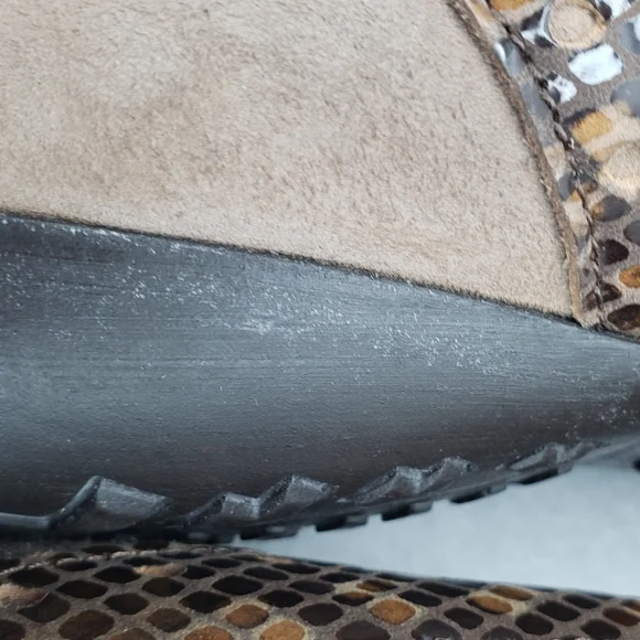 Sesto Meucci Tasseled Brown Leather & Suede Snake Embossed Slip On Flats Sz 8M. - Picture 9 of 10